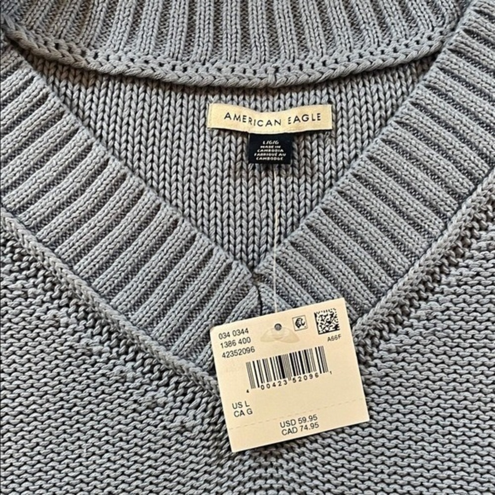 NWT American Eagle Outfitters Light Blue V-Neck Sweater - Picture 5 of 8
